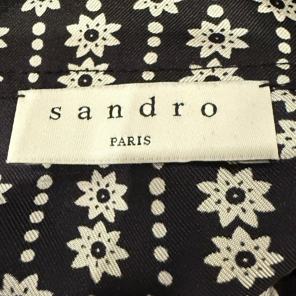 Sandro Paris Silk Printed Ruffled Blouse Size 0 US2 - Picture 4 of 8